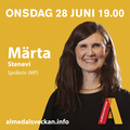 Bild på språkröret Märta Stenevi som talar för Miljöpartiets räkning under Almedalsveckan