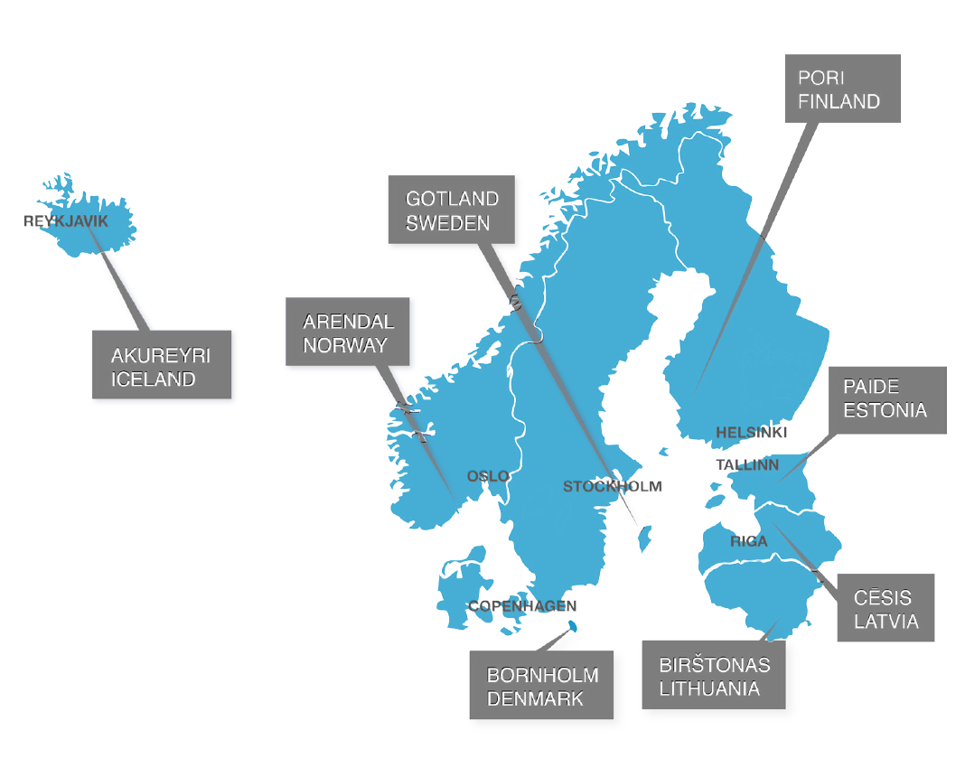 Karta över de demokratiska festivalerna som ingår i nätverket Democracy Festivals